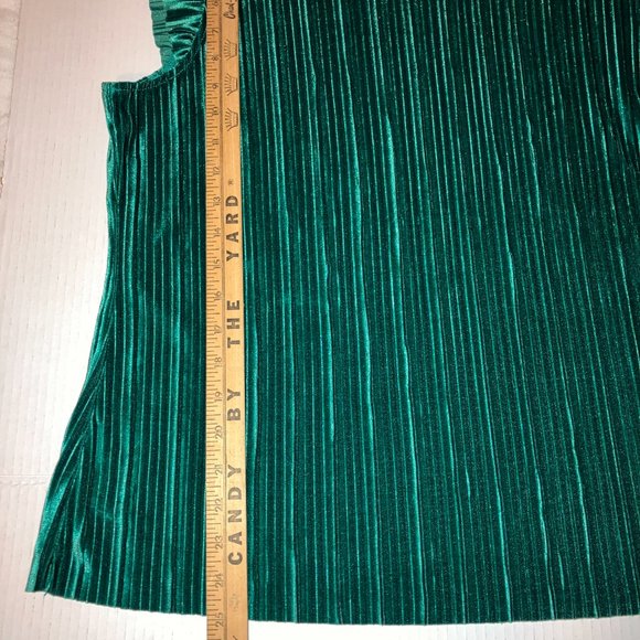 Worthington Womens Green Pleated Velvet Sleeveless Blouse Size XL - Picture 7 of 9
